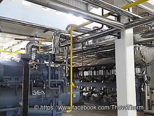 Ammonia Refrigeration Plantroom with several GP refrigerant pumps in Walvis Bay done by Thovo Therm Namibia