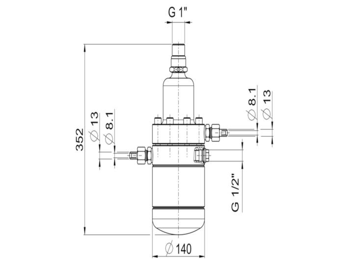 Dimensionen BDP - Ölrückführeinheit Typ BDP2-14
